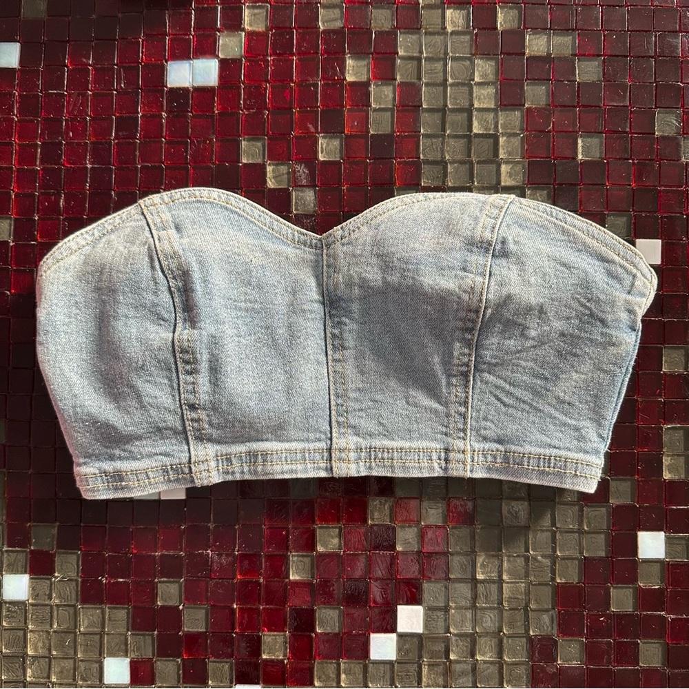 PacSun Light blue denim tube top